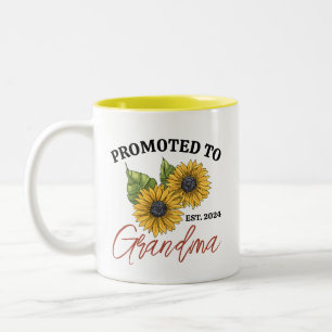 Promoted to Grandma Sunflower Floral Customise Two-Tone Coffee Mug