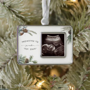 Promoted to Grandma Ultrasound Christmas Silver Plated Framed Ornament