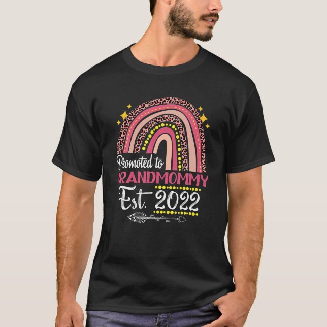 Promoted To Grandmommy Est 2022 Rainbow Mother's D T-Shirt (Front)