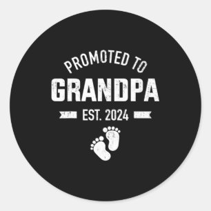 Promoted to grandpa 2024 classic round sticker