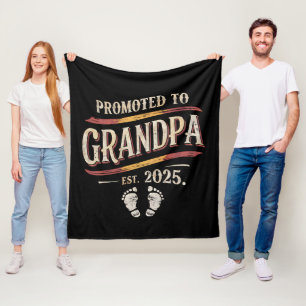 Promoted To Grandpa 2025 Grandpa est 2025  Fleece Blanket