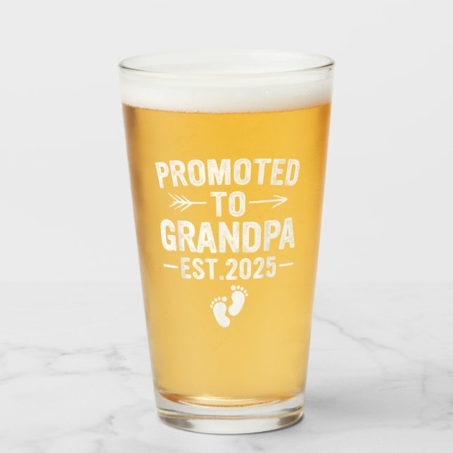 Promoted To Grandpa 2025 Grandpa est 2025 Grandpa Glass (Front Filled)