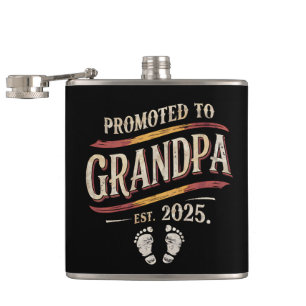 Promoted To Grandpa 2025 Grandpa est 2025 Hip Flask