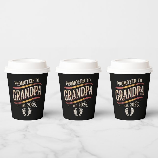 Promoted To Grandpa 2025 Grandpa est 2025  Paper Cups (Multi)