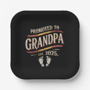 Promoted To Grandpa 2025 Grandpa est 2025 Paper Plate