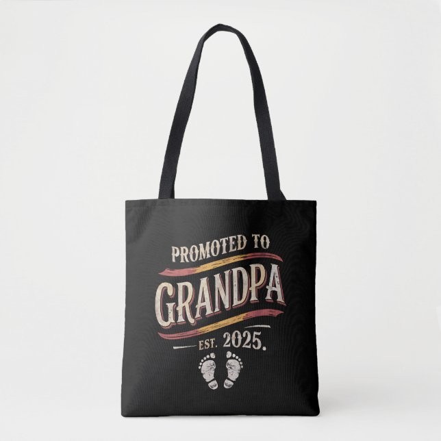 Promoted To Grandpa 2025 Grandpa est 2025  Tote Bag (Front)