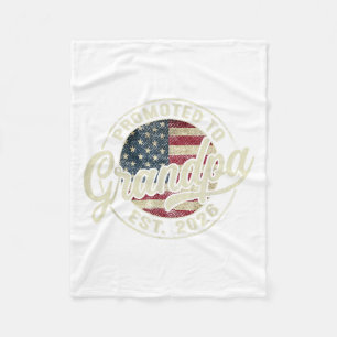 Promoted To Grandpa 2026 Expecting Baby Usa Flag G Fleece Blanket