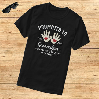 Promoted To Grandpa Baby Handprints Personal Quote T-Shirt
