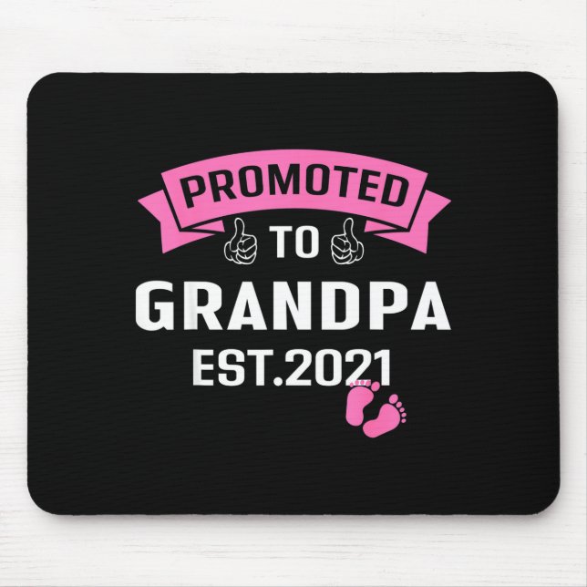 Promoted To Grandpa Est 2021 Funny New Grandfather Mouse Pad (Front)