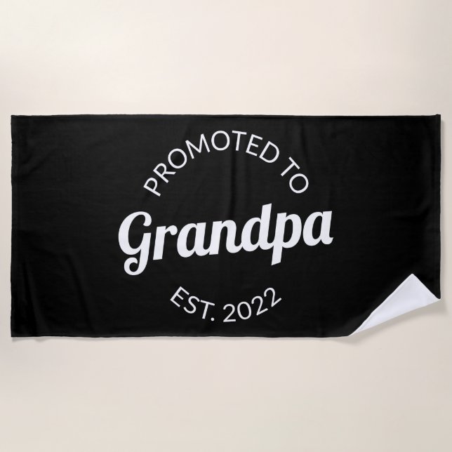 Promoted To Grandpa Est. 2022 I Beach Towel (Front)