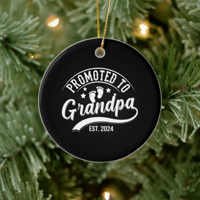 Promoted To Grandpa Est 2024 Ceramic Ornament (Tree)