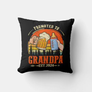 Promoted to Grandpa Est 2024 Retro Fathers Day New Cushion