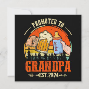 Promoted to Grandpa Est 2024 Retro Fathers Day New Invitation