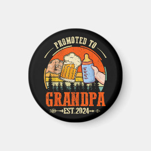 Promoted to Grandpa Est 2024 Retro Fathers Day New Magnet