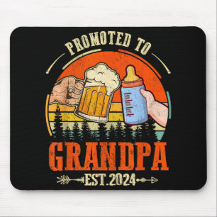 Promoted to Grandpa Est 2024 Retro Fathers Day New Mouse Pad
