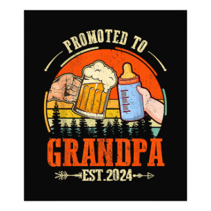Promoted to Grandpa Est 2024 Retro Fathers Day New Photo Print