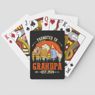 Promoted to Grandpa Est 2024 Retro Fathers Day New Playing Cards
