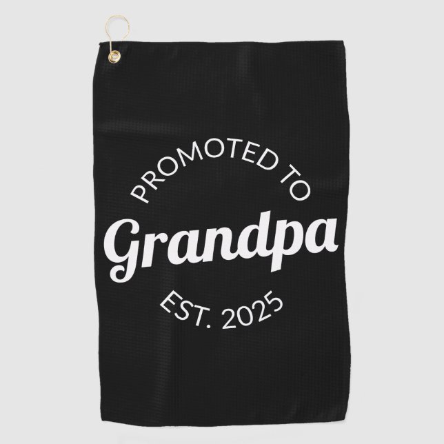 Promoted To Grandpa Est. 2025 I Golf Towel (Front)