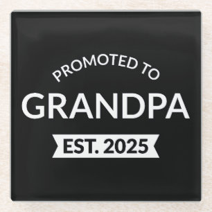 Promoted To Grandpa Est. 2025 II Glass Coaster
