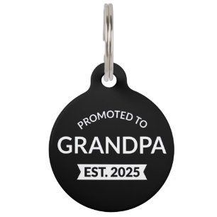Promoted To Grandpa Est. 2025 II Pet Tag