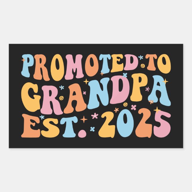 Promoted To Grandpa Est. 2025 III Rectangular Sticker (Front)
