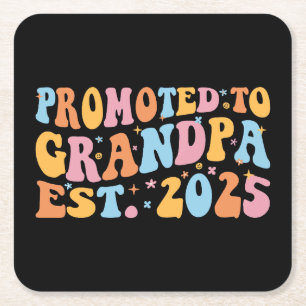 Promoted To Grandpa Est. 2025 III Square Paper Coaster