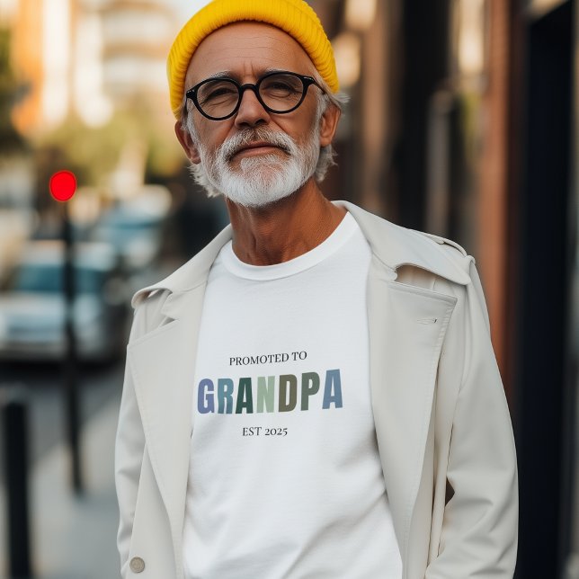 Promoted to Grandpa EST 2025 | New Grandfather  T-Shirt (Creator Uploaded)