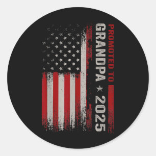Promoted To Grandpa Est 2025 New Grandpa Expect Ba Classic Round Sticker