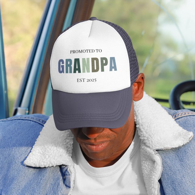 Promoted to Grandpa EST 2025 | New Grandparent  Trucker Hat (Creator Uploaded)
