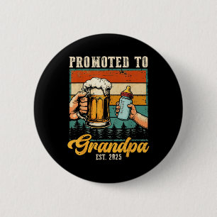 Promoted To Grandpa Est 2025 Retro Fathers Day Dad 6 Cm Round Badge