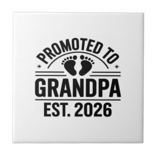 Promoted to Grandpa, Est. 2026, Funny New Grandpa Ceramic Tile