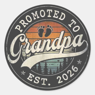 Promoted to Grandpa Est 2026 Grandparents Baby Ann Classic Round Sticker
