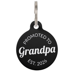 Promoted To Grandpa Est. 2026 I Pet Tag