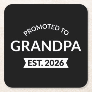 Promoted To Grandpa Est. 2026 II Square Paper Coaster