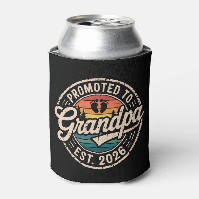 Promoted To Grandpa Est 2026 Pregnancy Retro Can Cooler (Can Front)
