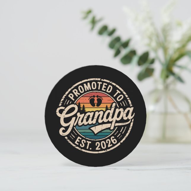 Promoted To Grandpa Est 2026 Pregnancy Retro Invitation (Standing Front)