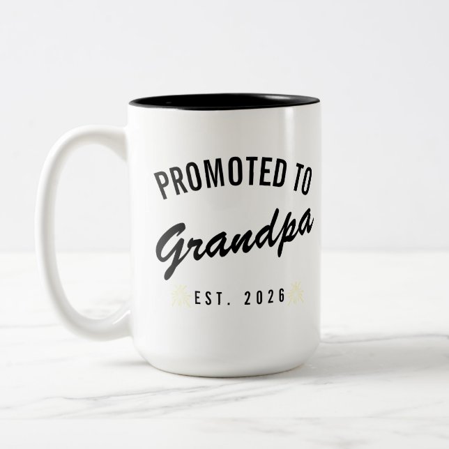 Promoted to Grandpa Est. 2026 Two-Tone Coffee Mug (Left)