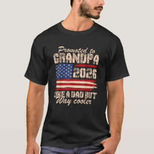 Promoted to Grandpa Est 2026 US Flag New Grandad T-Shirt