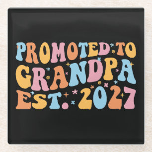 Promoted To Grandpa Est 2027 New Papa Glass Coaster