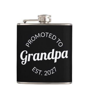 Promoted To Grandpa Est 2027 New Papa I Hip Flask