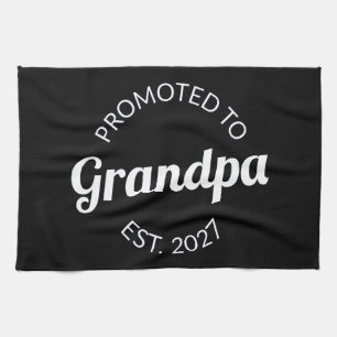 Promoted To Grandpa Est 2027 New Papa I Tea Towel
