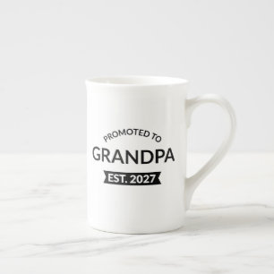 Promoted To Grandpa Est 2027 New Papa II Bone China Mug
