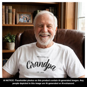 Promoted To Grandpa Established Custom Year White T-Shirt