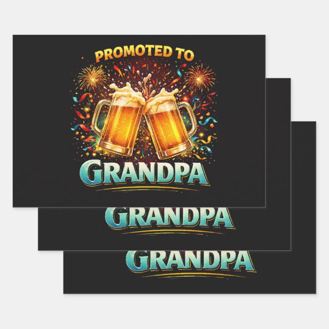 Promoted To Grandpa Future Wrapping Paper Sheet (Set)
