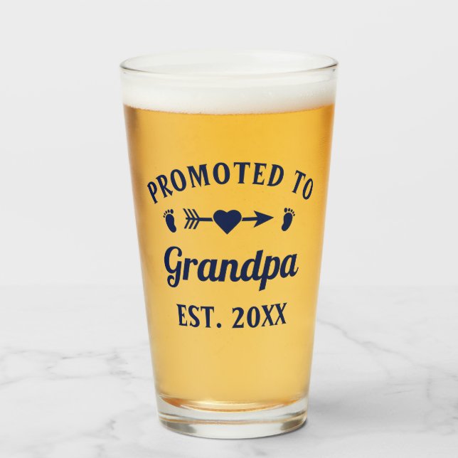 Promoted To Grandpa Grandfather Abuelo Gramps Papa Glass (Front Filled)