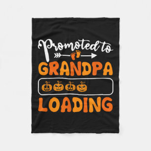 Promoted To Grandpa Loading Pumpkin Halloween Gran Fleece Blanket