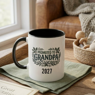Promoted to Grandpa New Baby Reveal Gift Mug