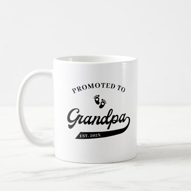 Promoted to GrandPa Pregnancy Announcement Mug (Left)