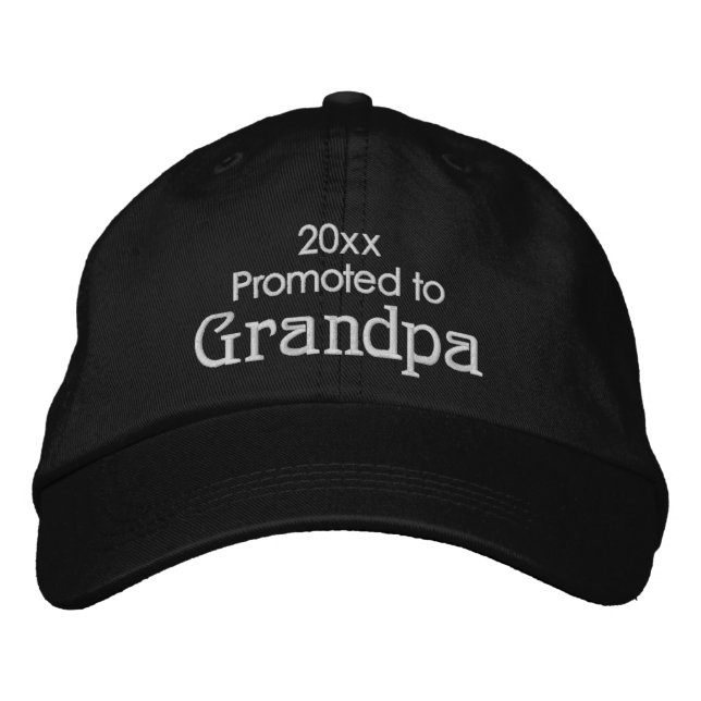 Promoted to Grandpa Year 20xx Father's Day Text Embroidered Hat (Front)