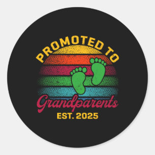Promoted To Grandparents 2025 New Grandparents Fat Classic Round Sticker